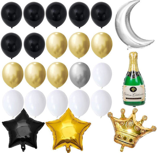 Compoziție cu 53 Baloane Aurii 40buc Black/Gold