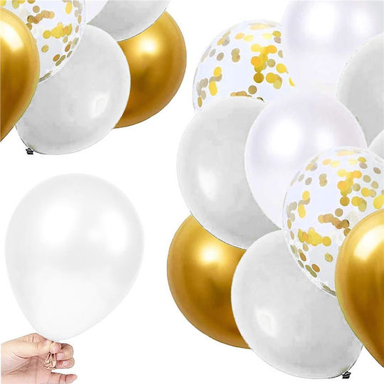 Σύνθεση με 50 Μπαλόνια Γενεθλίων white, gold, gray 40εκ.
