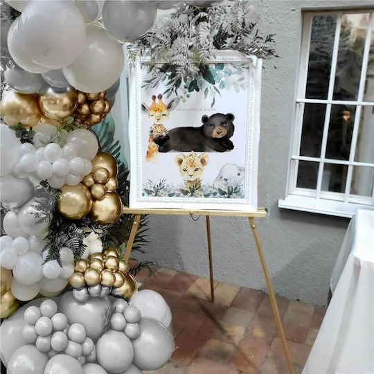 Σύνθεση με 50 Μπαλόνια Γενεθλίων white, gold, gray 40εκ.