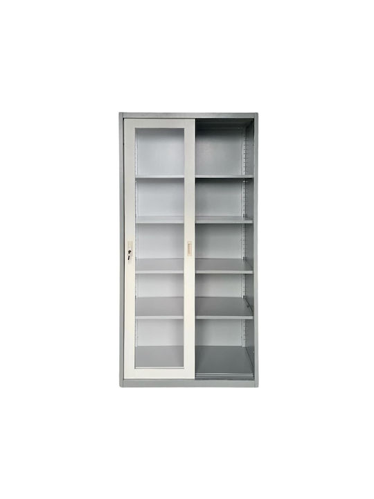 Zweiflügeliger Schrank Metallisch mit 4 Regale 85x40x180cm