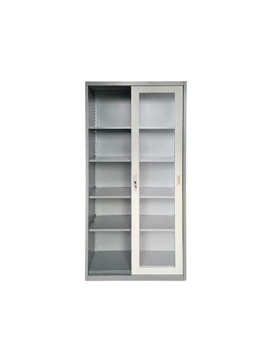 Zweiflügeliger Schrank Metallisch mit 4 Regale 85x40x180cm