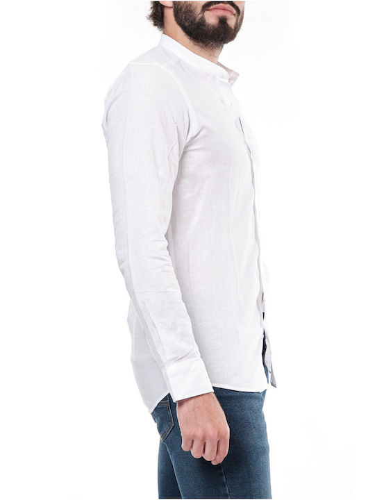 Hopenlife Men's Shirt Long Sleeve Linen White