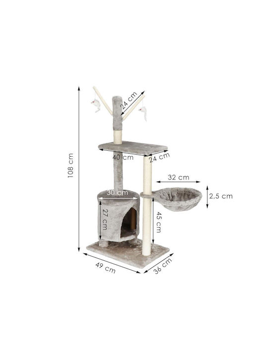 Stâlp pentru zgâriat pisici Copaci pentru pisici Gri 3 niveluri 27x27cm