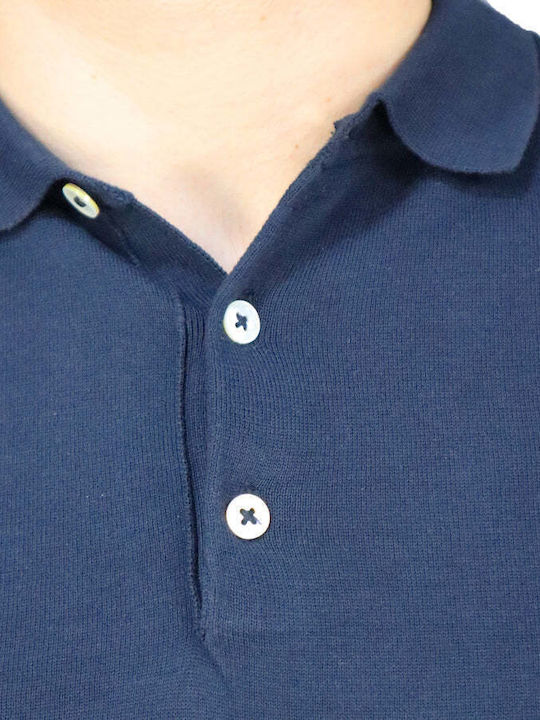 Conte Of Florence Men's Short Sleeve Blouse Polo Dark Blue