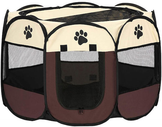 Extensibil Parc pentru Câini Octagon din Material Textil de Culoare Bej 81 x 26cm
