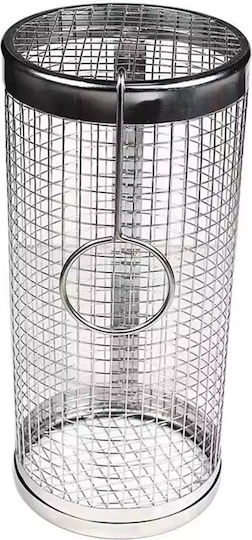 Cylindrical Barbecue Basket Zola Stainless Steel Very High Temperature Resistant 30x9.5 Cm Silver