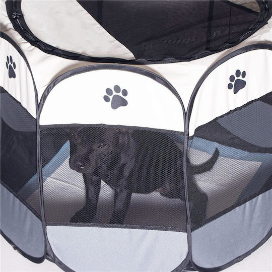 Extensibil Parc pentru Câini Octagon din Material Textil de Culoare Gri 91 x 34cm