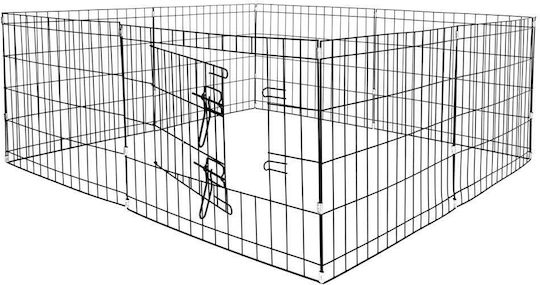 Pet Fence Made Iron Configurable Shape Access Door Xxl 120x120x60cm Black