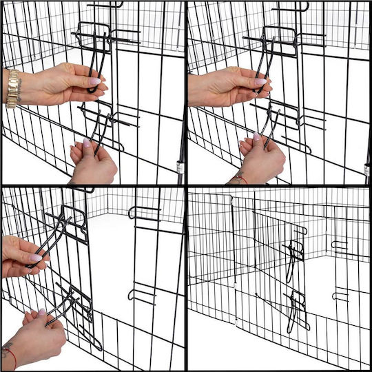 Pet Fence Made Iron Configurable Shape Access Door Xxl 120x120x60cm Black