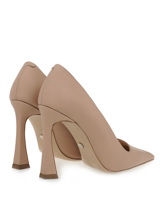 Leather Beige High Heels