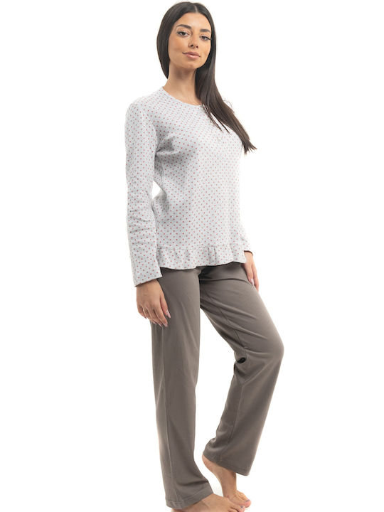 Odyssey Winter Damen Pyjama-Set Baumwolle Gray