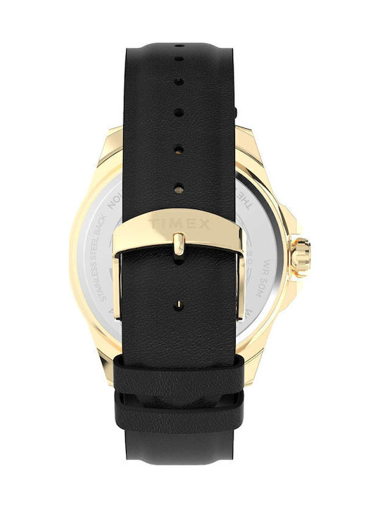 Timex Essex Ανδρικό Ρολόι Μπαταρίας με Μαύρο Δερμάτινο Λουράκι
