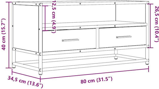 Έπιπλο Τηλεόρασης από Μέταλλο & Ξύλο Γκρι Sonoma Μ80xΠ34.5xΥ40cm