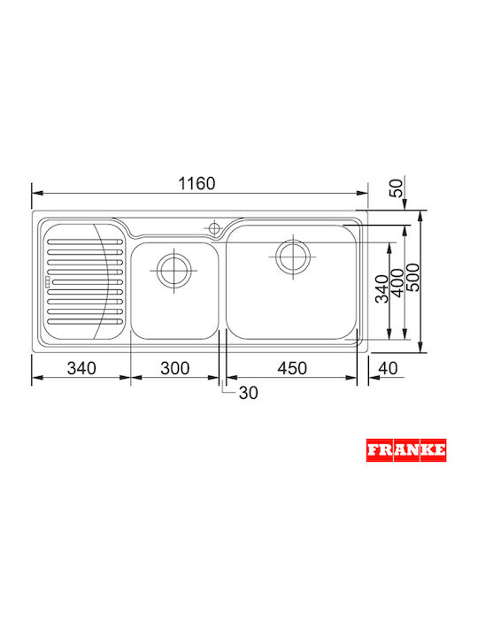 Franke New Infinito Inx 621-n 1010176438 Drop-In Spüle Links Inox B116xT50cm Silber