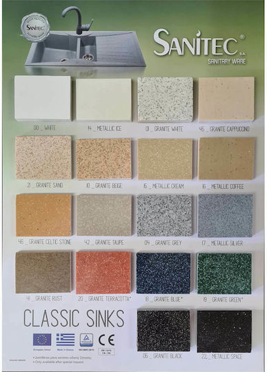 Sanitec Classic Drop-In Chiuvetă din Granit Sintetic L79xW50cm argintiu metalic