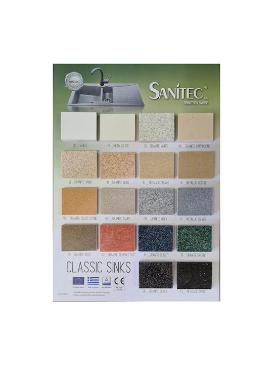 Sanitec Classic Drop-In Spüle aus Verbundgranulat B86xT50cm White