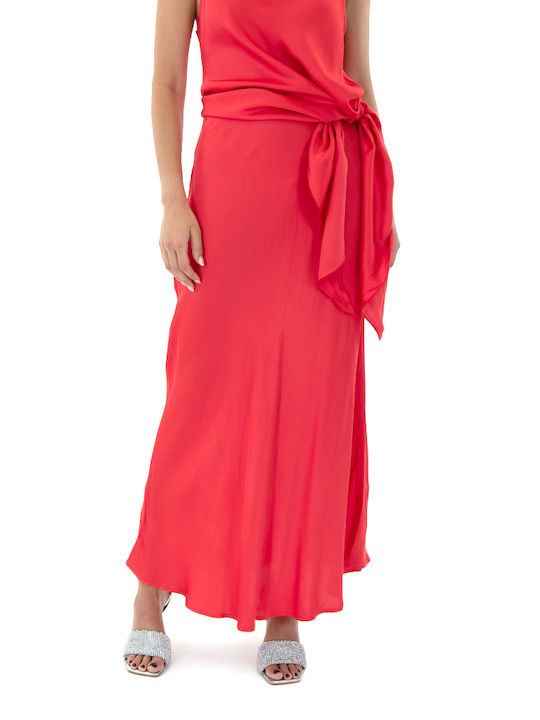 Matchbox Satin Maxi Skirt Red