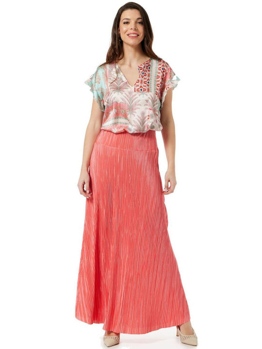 Anna Raxevsky Pleated Skirt Coral