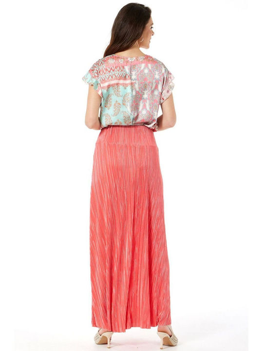 Anna Raxevsky Pleated Skirt Coral