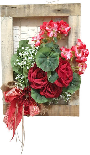 Coroană din Plante Artificiale Trandafir Red 33cm Ambalaz