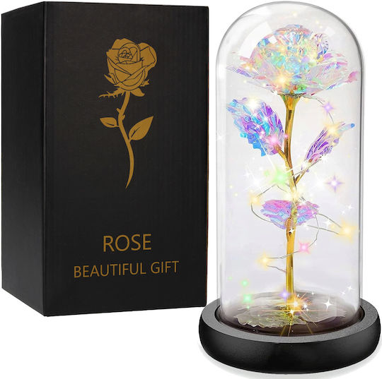 Ewige Rose Valentinstag Gold 22cm in Yala mit LED Korbi