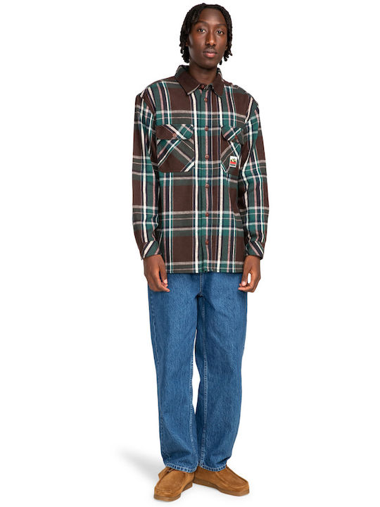 Element Men's Shirt Long Sleeve Checked Brown-green