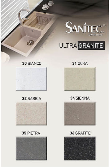 Sanitec Ultra Granite Drop-In Küchenspüle aus Flüssigem Granit M116xP50cm Schwarz
