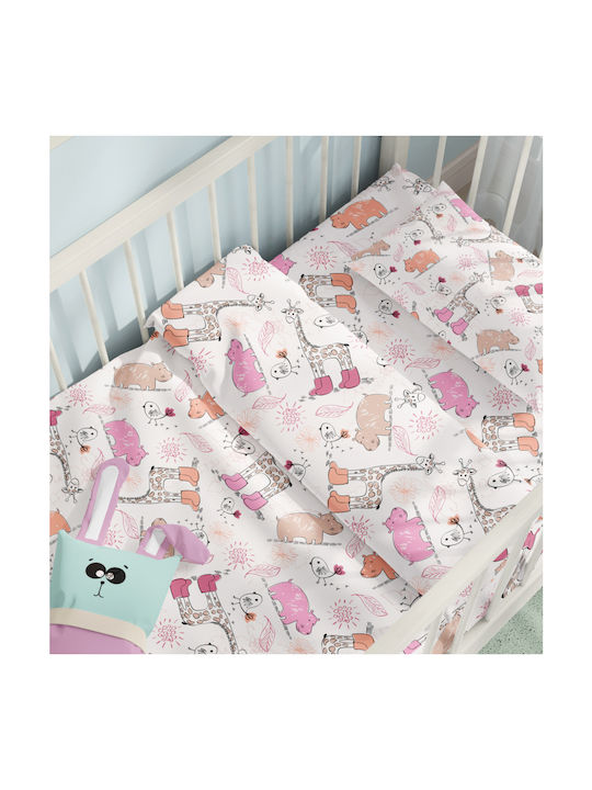 Cokitex Baby Sheets Set Crib Cotton Jungle Pink 125x175cm 3pcs