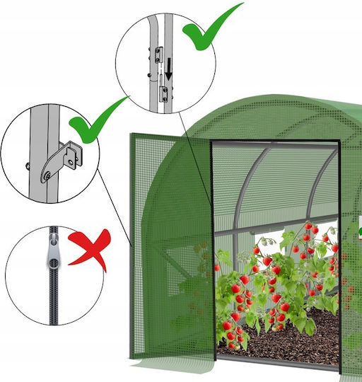 Seră de Grădină Tip Tunel Cadru Metalic 300x200cm Verde 6mp Cadru Ușă