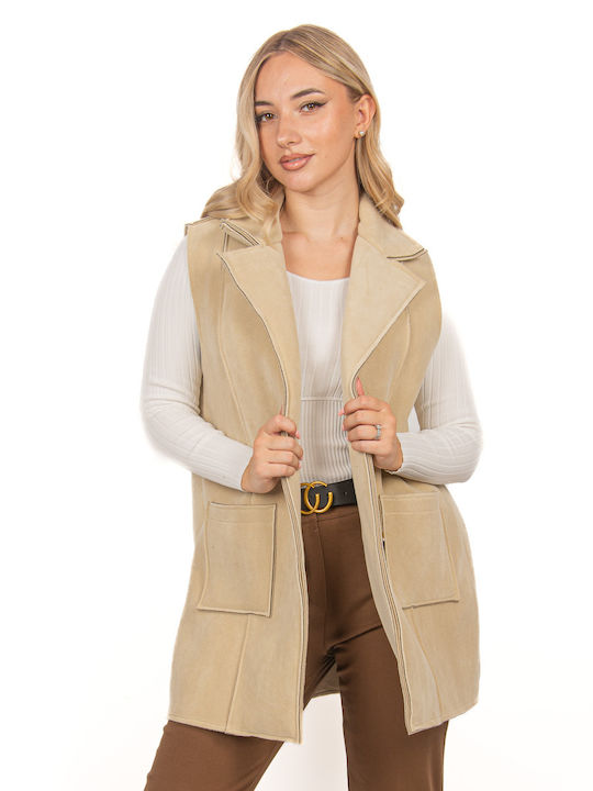 Ellen Women's Short Lifestyle Jacket for Winter Mπεζ