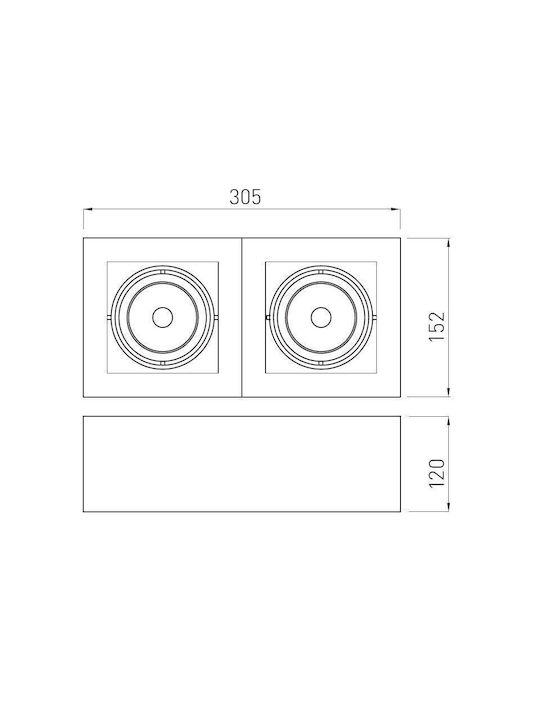 Pireo 2 Gtv Oberflächenleuchte Downlight Schwarz