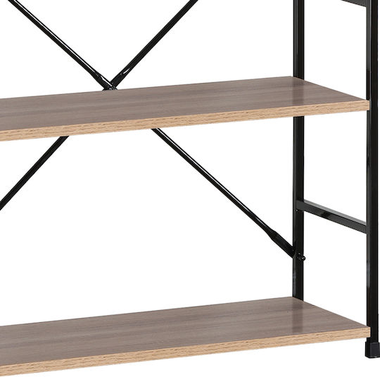 Bibliothek Manlo Natur-Schwarz 58.6x23.5x80cm