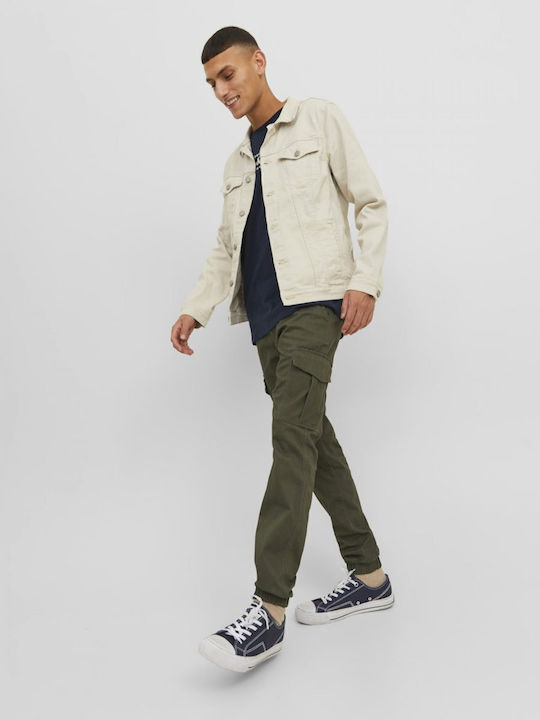 Trousers Cargo Elastic in Slim Fit Olive