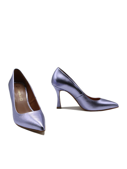 Δερμάτινες Μυτερές Γόβες Lila Metallic