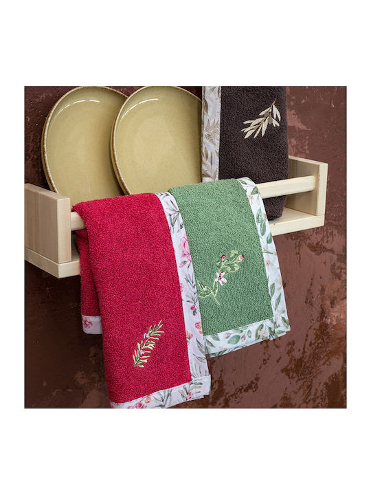 Nima Berries Towel from 100% Cotton in Red Color 40x40cm