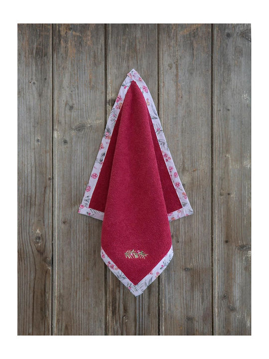 Nima Berries Towel from 100% Cotton in Red Color 40x40cm