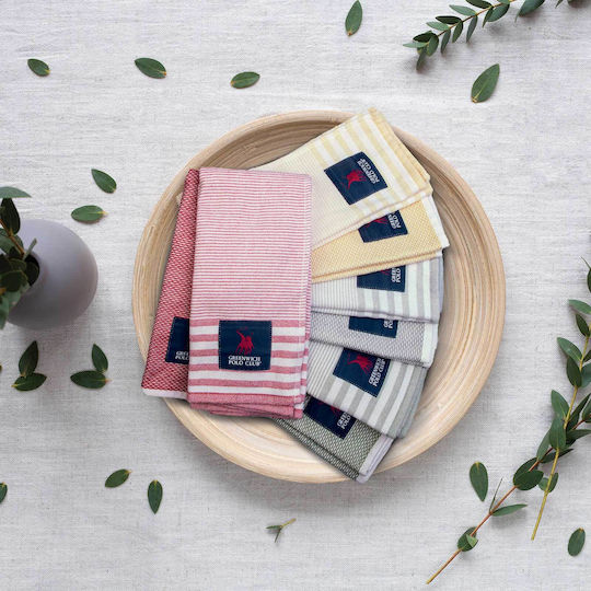 Greenwich Polo Club Küchentuch aus 100% Baumwolle Weiß - Rosa 60x40cm 2 Stück