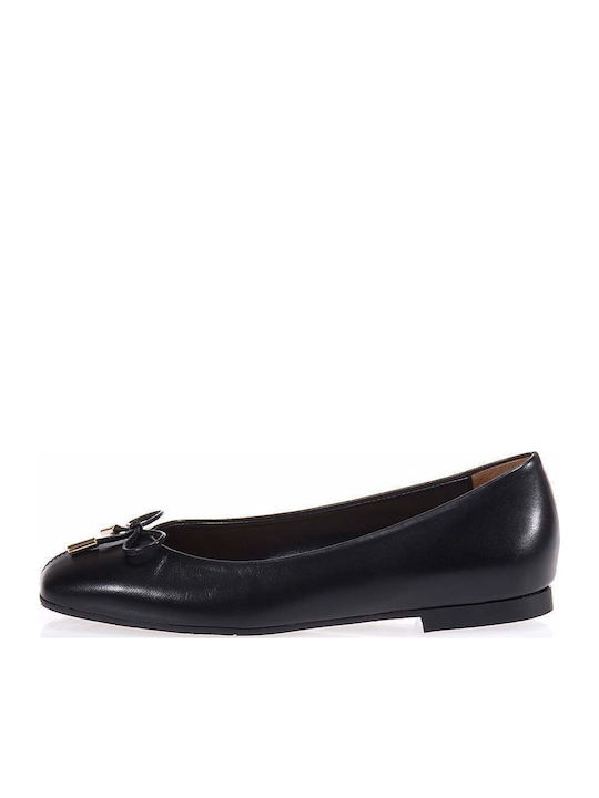 Lederne Damen Ballerinas in Schwarz Farbe