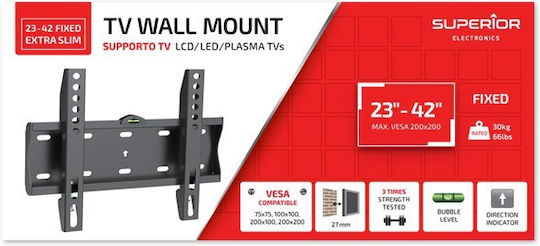 Superior Electronics 23-42 Fixed Extra Slim Βάση Τηλεόρασης Τοίχου έως 42" και 30kg