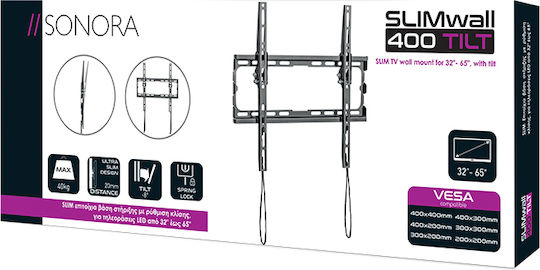 Sonora 230-0115 Βάση Τηλεόρασης Τοίχου έως 65" και 40kg Ασημί