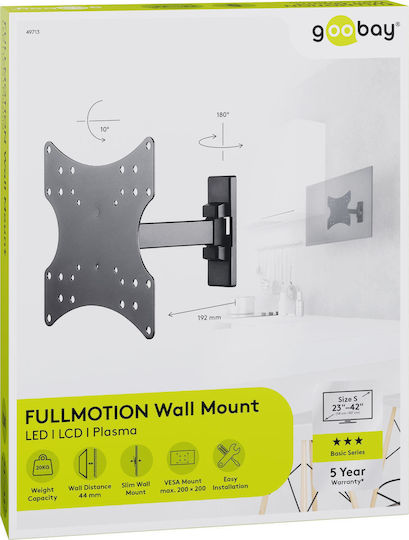 Goobay Fullmotion Basic Βάση Τηλεόρασης Τοίχου με Βραχίονα έως 42" και 20kg Μαύρο