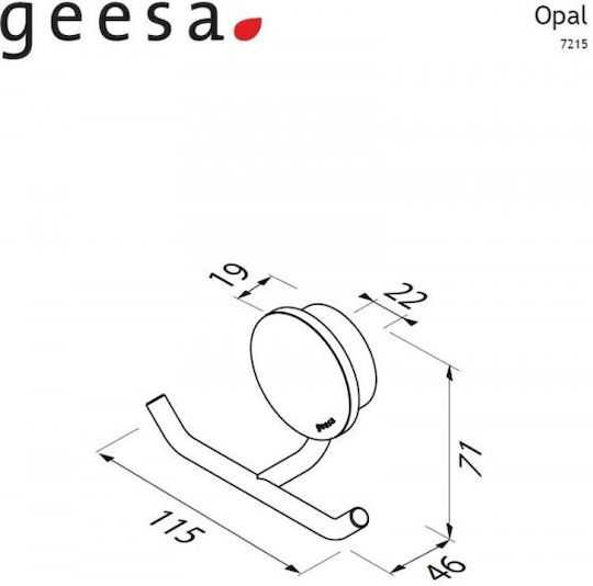 Geesa Opal Άγκιστρο Μπάνιου Διπλό με Βίδες Black Matt