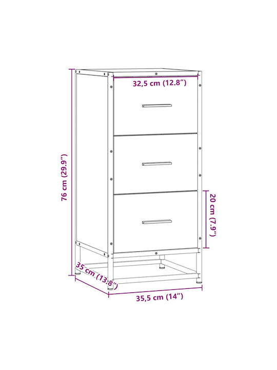 Office Storage Drawer Coffee L35.5xW35xH76cm