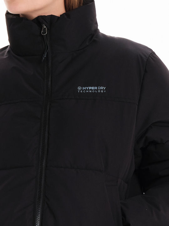 Women's Short Puffer Jacket for Spring or Autumn Black