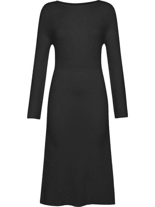 Rochie Midi Tricotată Neagră