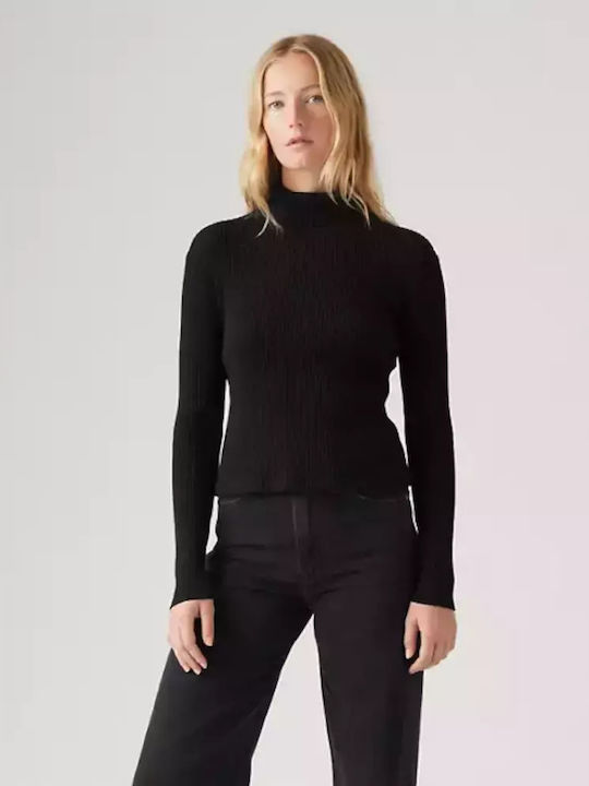 Levi's Damen Langarm Pullover Baumwolle Rollkragen Black