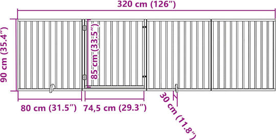 vidaXL Divider Dog in White Color 320 x 90cm