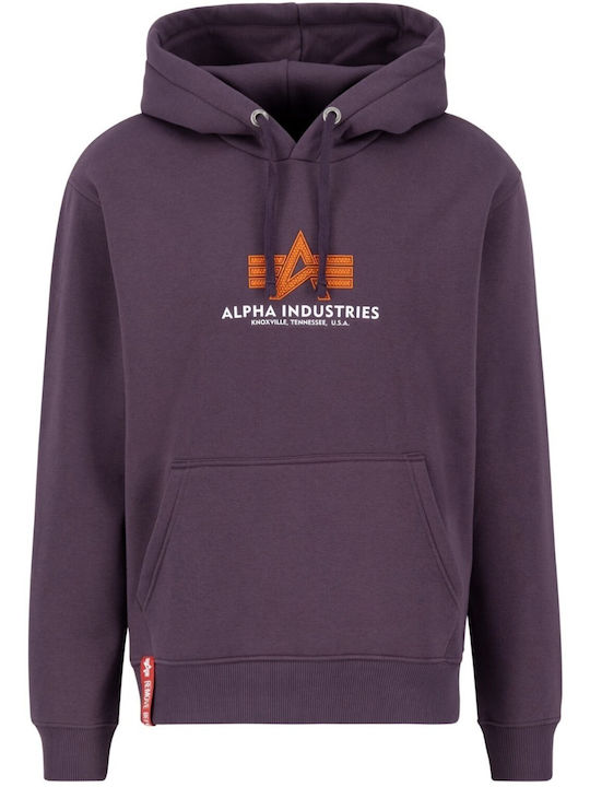 Alpha Industries Men's Sweatshirt with Hood and Pockets Purple