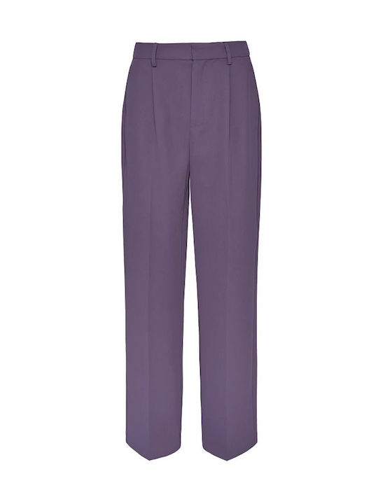 BSB Women's High-waisted Crepe Trousers in Regular Fit Amethyst Purple