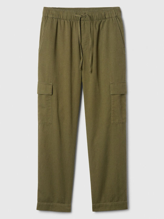 GAP Women's Cotton Trousers with Elastic Olive night